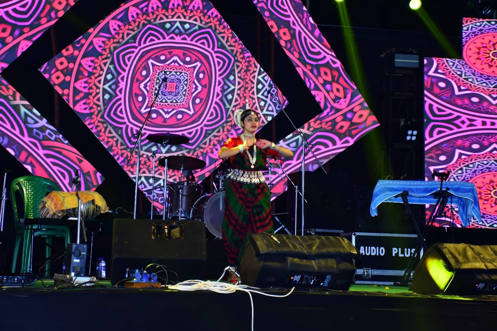 Classical dancer performing on stage during the festival cultural night